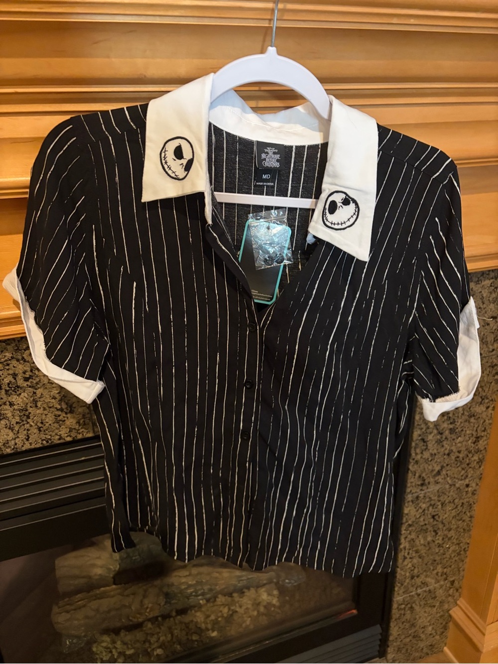 The Nightmare Before Christmas Jack Pinstripe Girls Woven Button-Up
